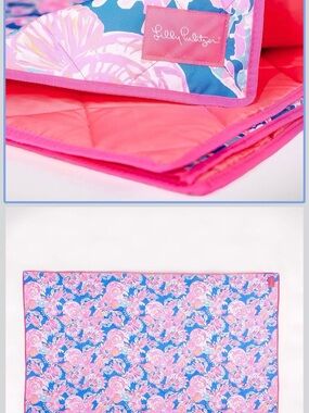 Lilly Pulitzer Vibrant Blue and Pink Floral Quilted Panel
